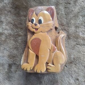 Wooden Lion Cub Jewelry Box